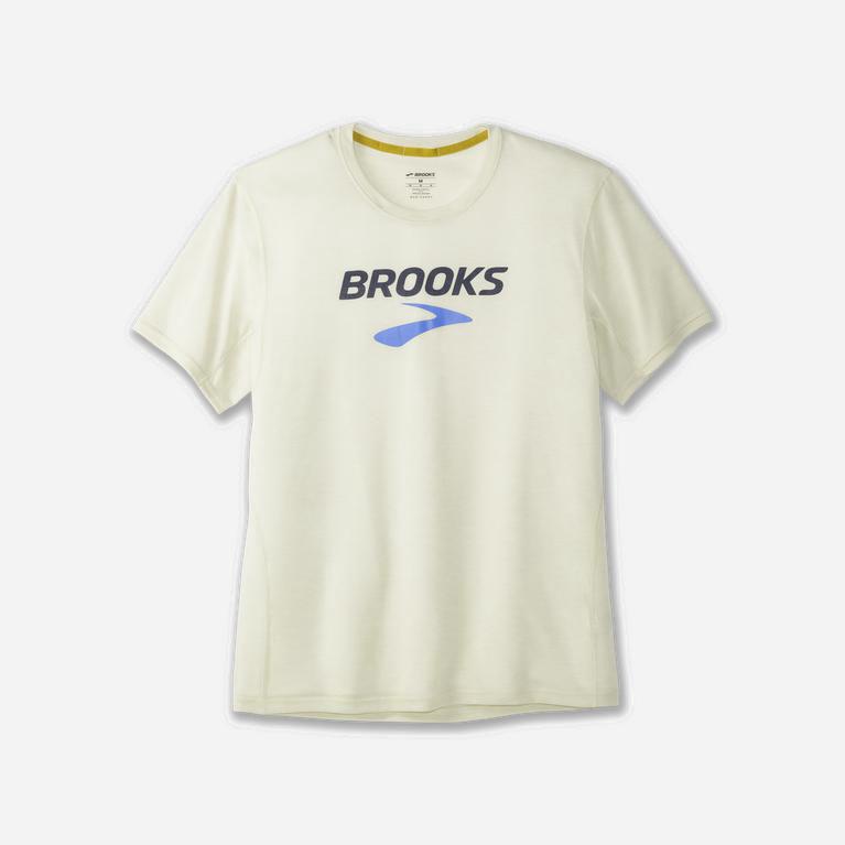 Brooks Distance Graphic Mens Short Sleeve Running Shirt Ireland Heather Honeydew/Legacy/White (YXQJ-